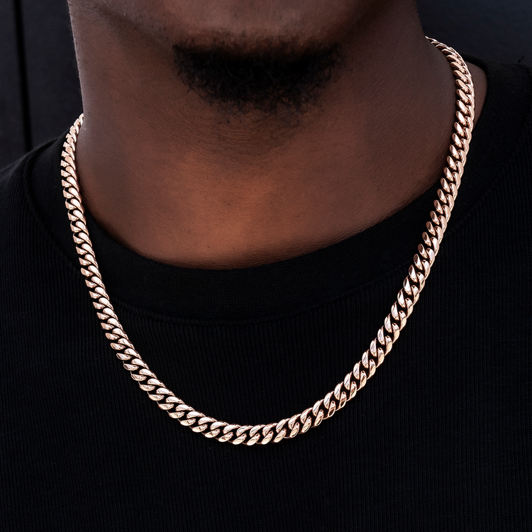 Miami Cuban Link Chain in Rose Gold- 8mm- The GLD Shop Miami Cuban Link Chain in Rose Gold- 8mm- The GLD Shop